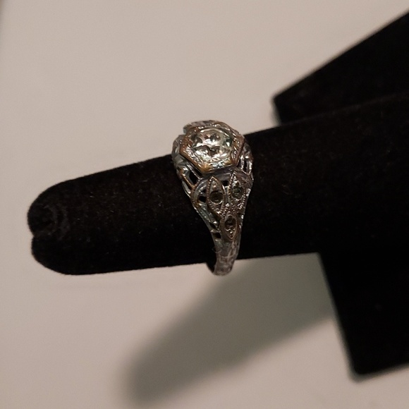 Silver Tone Filigree Style Ladies Ring - Picture 2 of 10